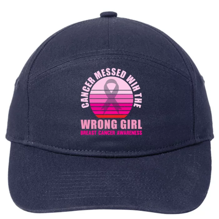 Cancer Messed Wih The Wrong Breast Cancer Awareness Great Gift 7-Panel Snapback Hat