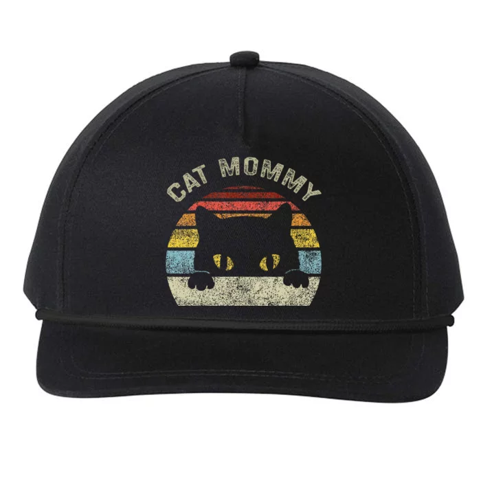 Cat Mommy Women Vintage Retro Black Cats Mom Mothers Day Snapback Five-Panel Rope Hat