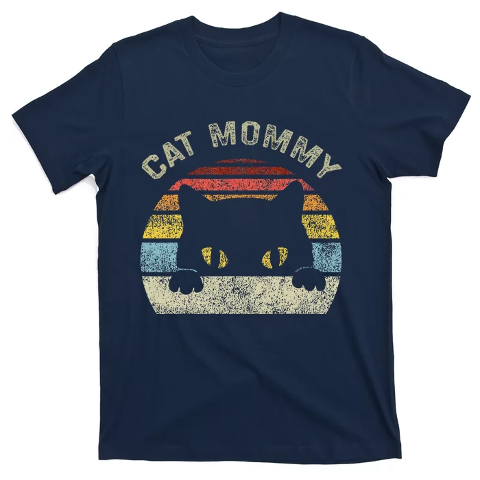 Cat Mommy Women Vintage Retro Black Cats Mom Mothers Day T-Shirt