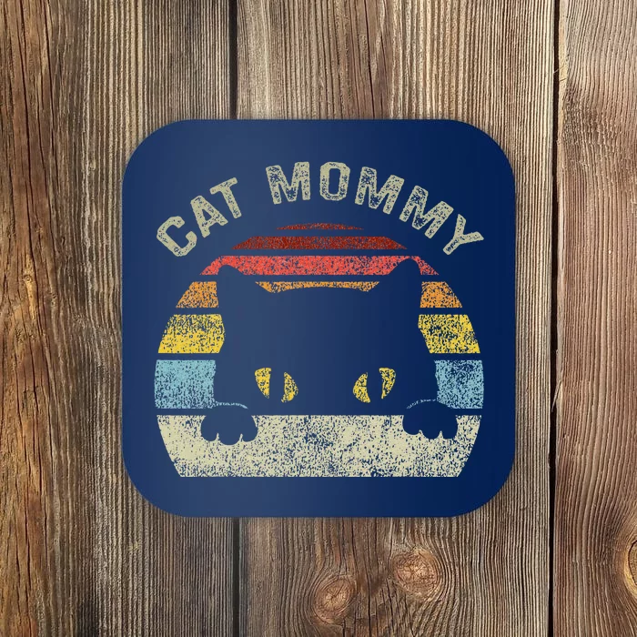 Cat Mommy Women Vintage Retro Black Cats Mom Mothers Day Coaster