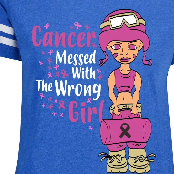 Cancer Messed With The Wrong Breast Cancer Gift Enza Ladies Jersey Football T-Shirt