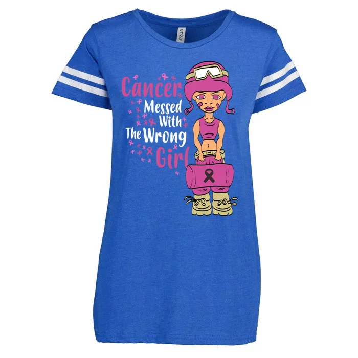 Cancer Messed With The Wrong Breast Cancer Gift Enza Ladies Jersey Football T-Shirt