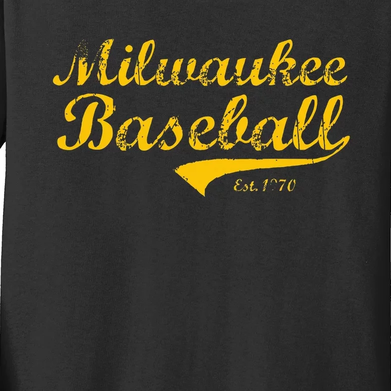 Classic Milwaukee Wisconsin Baseball Fan Kids Long Sleeve Shirt