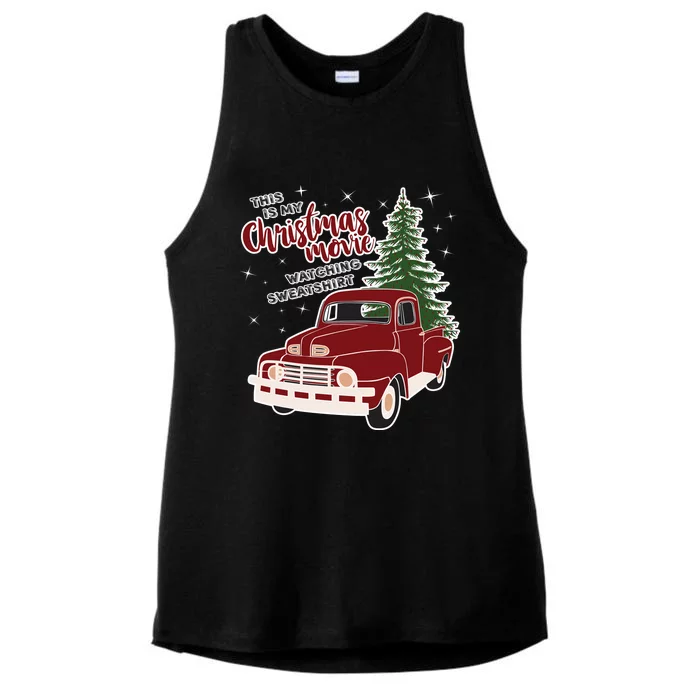 Christmas Movie Watching Hoodie for Adults, Vintage Truck Ladies Tri-Blend Wicking Tank