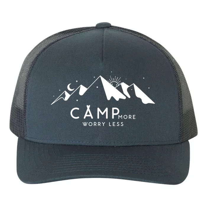 Camp More Worry Less Mountain Nature Yupoong Adult 5-Panel Trucker Hat