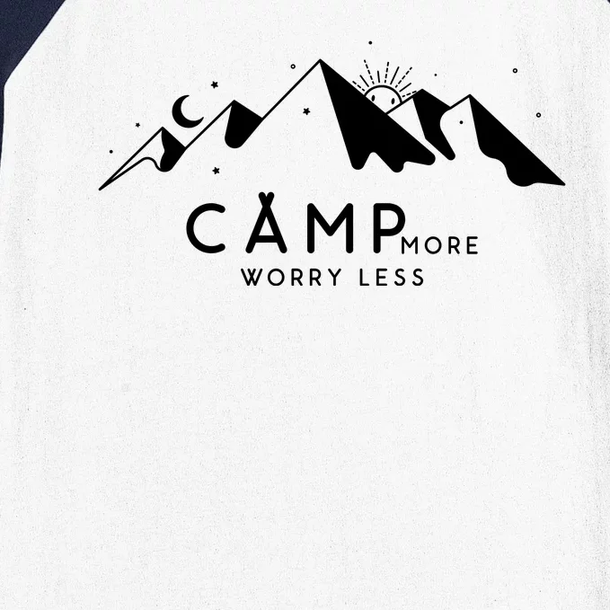 Camp More Worry Less Mountain Nature Baseball Sleeve Shirt