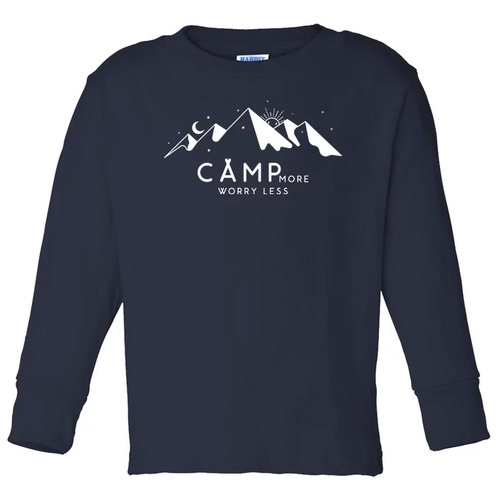 Camp More Worry Less Mountain Nature Toddler Long Sleeve Shirt