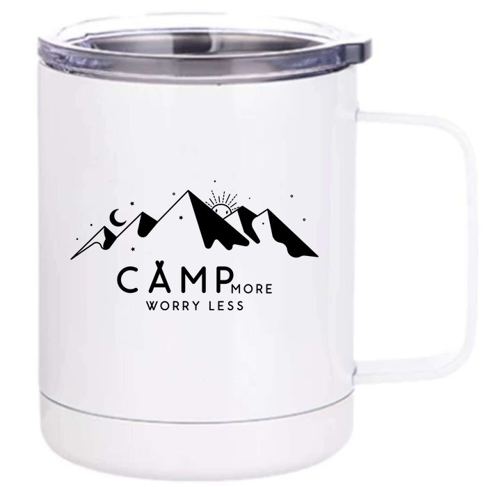 Camp More Worry Less Mountain Nature Front & Back 12oz Stainless Steel Tumbler Cup