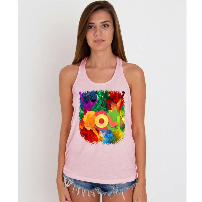 Color Mashup Wild Celebrations Happy Holi Meaningful Gift Women's Knotted Racerback Tank