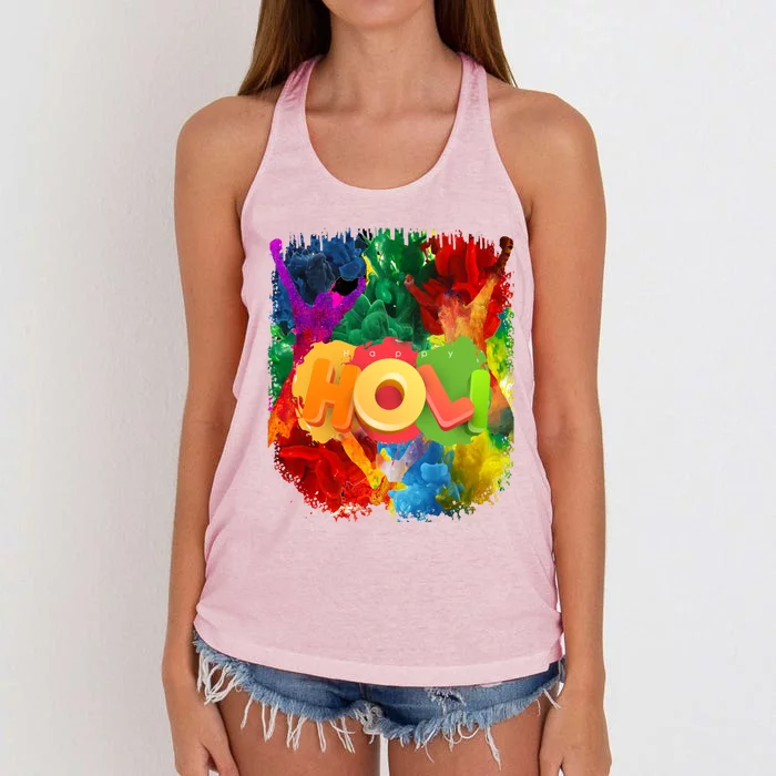 Color Mashup Wild Celebrations Happy Holi Meaningful Gift Women's Knotted Racerback Tank