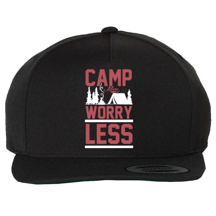 Camp More Worry Less Wool Snapback Cap