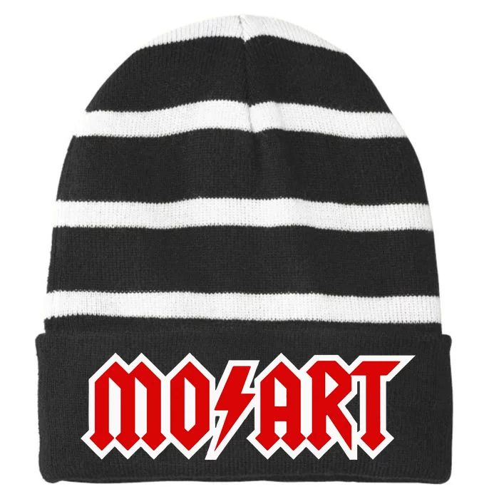 Classical Music Wolfgang Amadeus Mozart Music Hard Rock Logo Striped Beanie with Solid Band