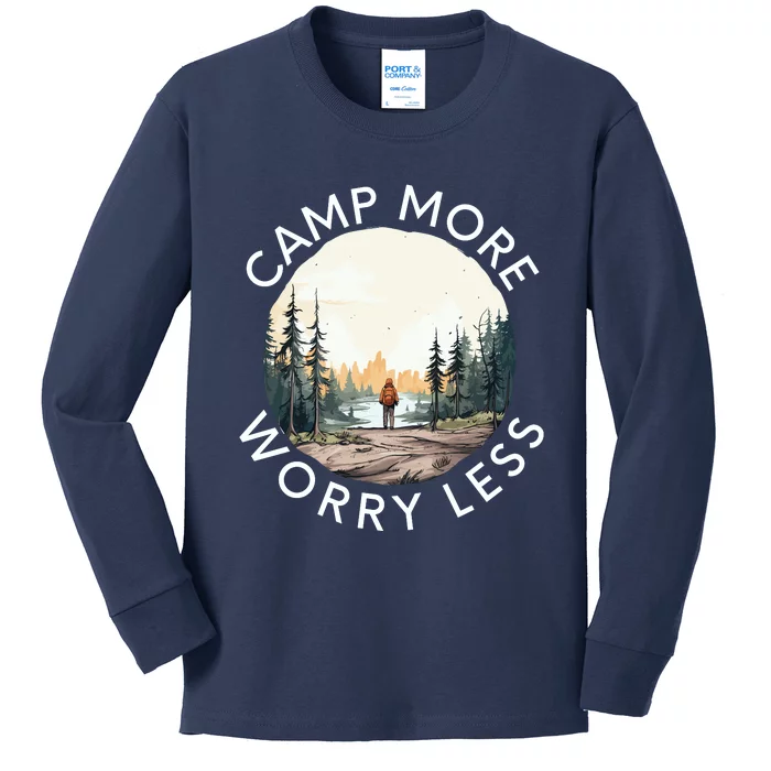 Camp More Worry Less Kids Long Sleeve Shirt