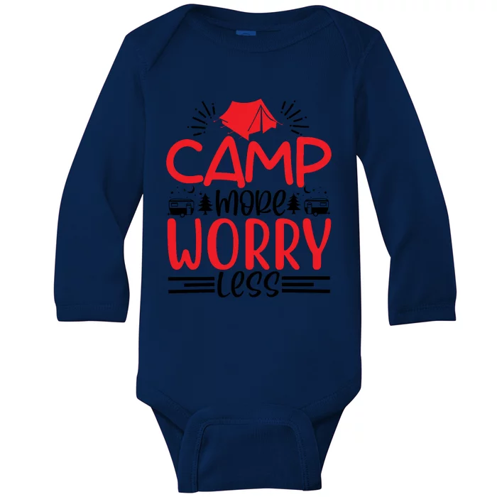 Camp More Worry Less Funny Camping Baby Long Sleeve Bodysuit