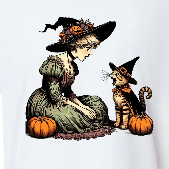 Cat Mom Witch Pumpkin Cat Halloween Women Girl Halloween Sueded Cloud Jersey T-Shirt