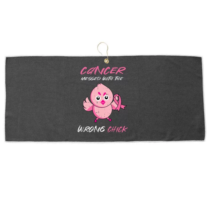 Cancer Messed With The Wrong Chick Cute Breast Cancer Gifts Large Microfiber Waffle Golf Towel