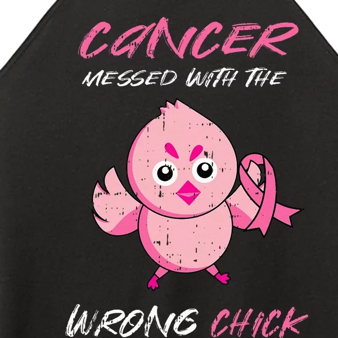 Cancer Messed With The Wrong Chick Cute Breast Cancer Gifts Women’s Perfect Tri Rocker Tank