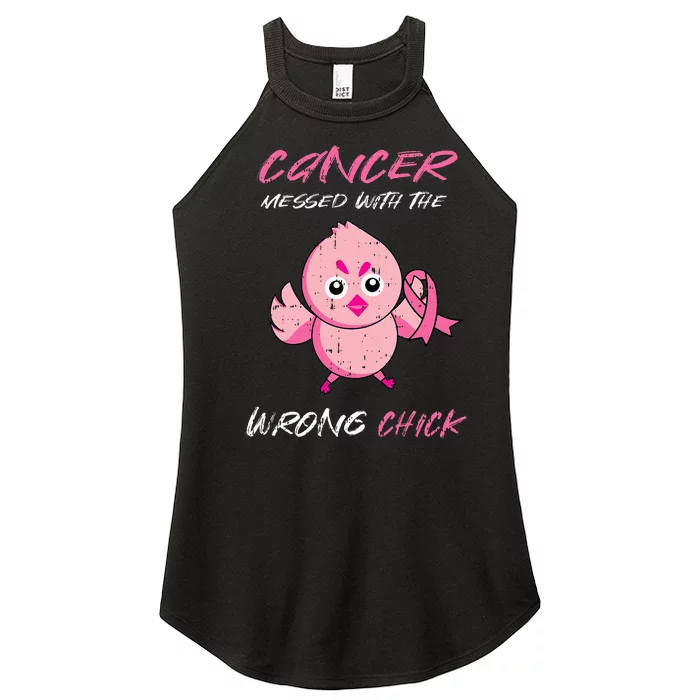 Cancer Messed With The Wrong Chick Cute Breast Cancer Gifts Women’s Perfect Tri Rocker Tank