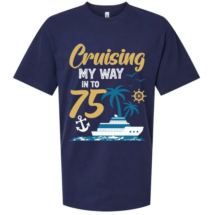 Cruising My Way Into 75th Birthday Cruise 75 Years Old Sueded Cloud Jersey T-Shirt