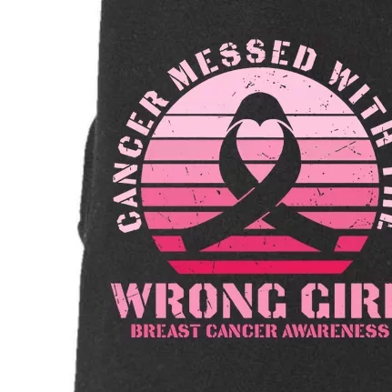 Cancer Messed With The Wrong Girl Breast Cancer Awareness Doggie 3-End Fleece Hoodie