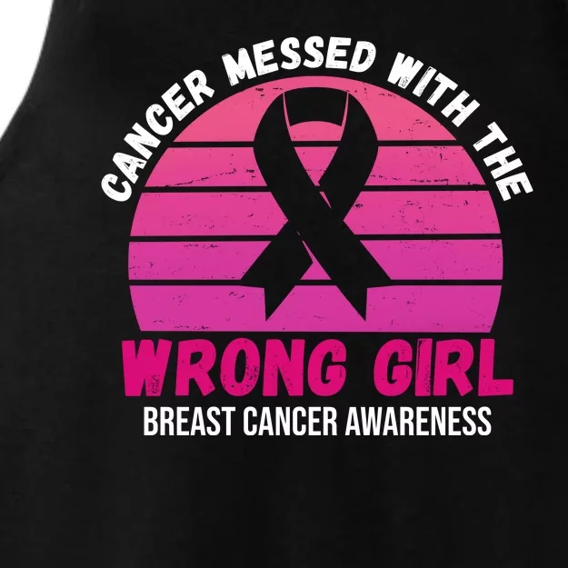 Cancer Messed With The Wrong Girl Breast Cancer Awareness Ladies Tri-Blend Wicking Tank