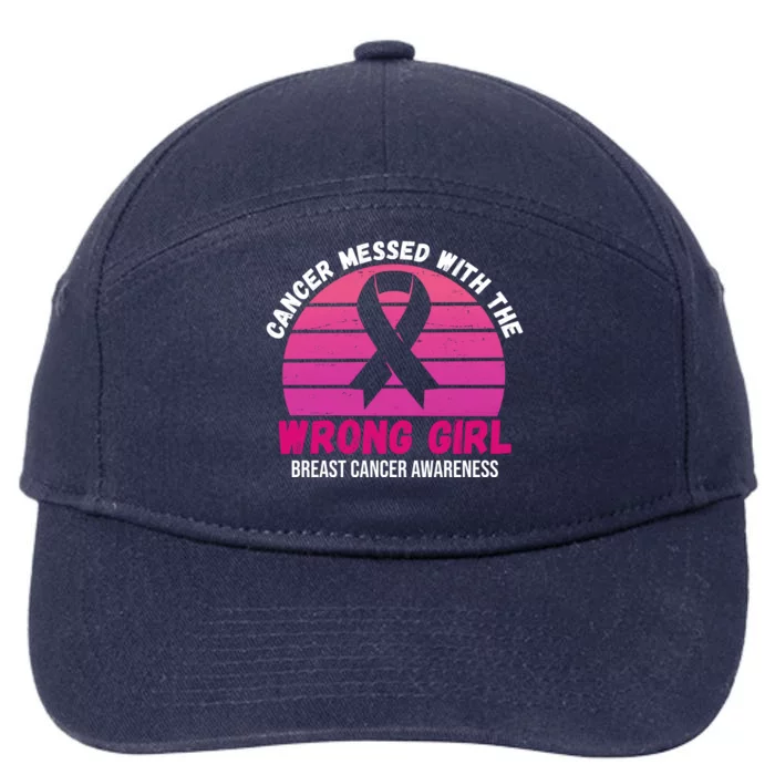 Cancer Messed With The Wrong Girl Breast Cancer Awareness 7-Panel Snapback Hat