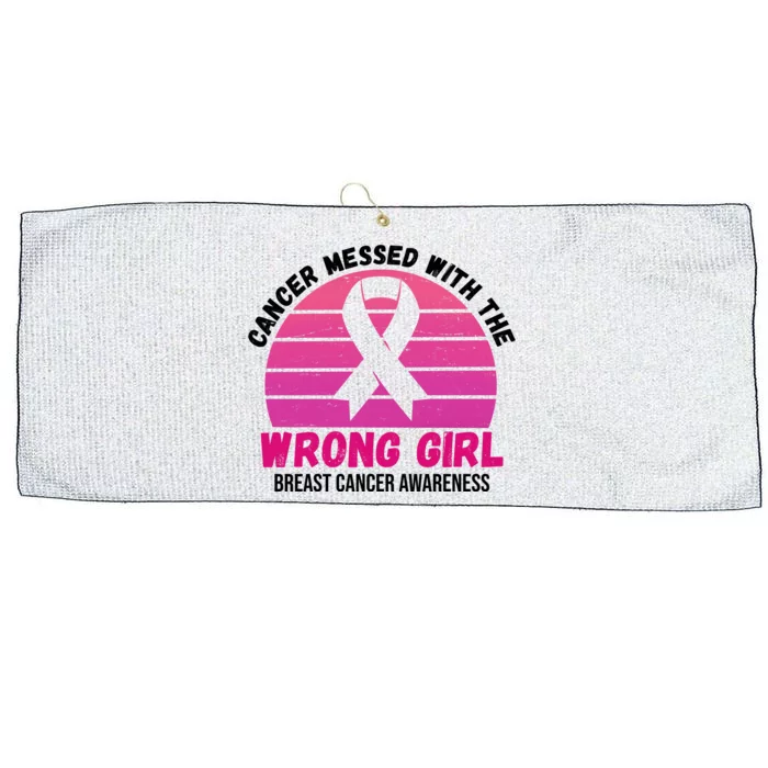 Cancer Messed With The Wrong Girl Breast Cancer Awareness Large Microfiber Waffle Golf Towel