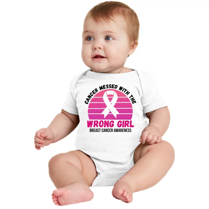 Cancer Messed With The Wrong Girl Breast Cancer Awareness Baby Bodysuit