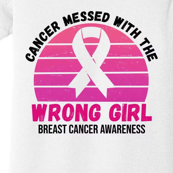 Cancer Messed With The Wrong Girl Breast Cancer Awareness Baby Bodysuit