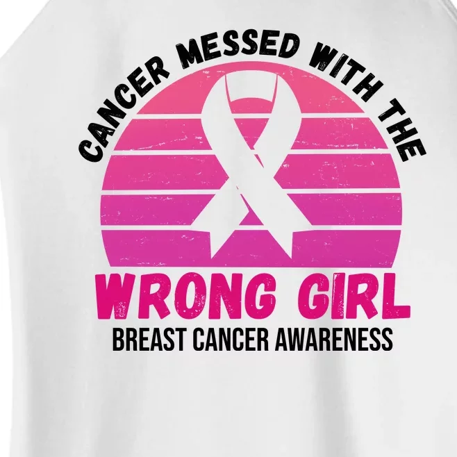 Cancer Messed With The Wrong Girl Breast Cancer Awareness Women’s Perfect Tri Rocker Tank