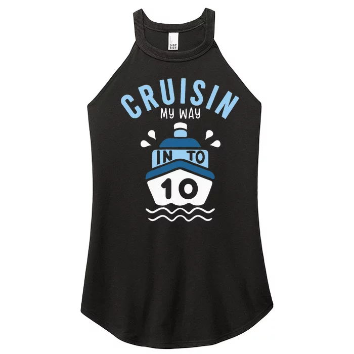 Cruisin My Way Into 10 10th Birthday Cruise Party Women’s Perfect Tri Rocker Tank