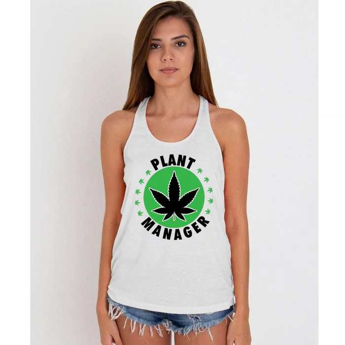 Cannabis Marijuana Weed Funny Plant Manager Smoke Stoner 420 Women's Knotted Racerback Tank