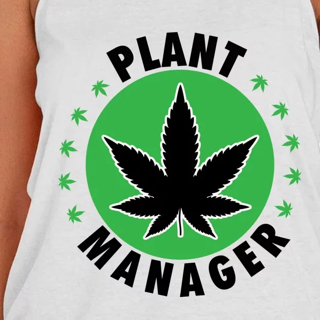 Cannabis Marijuana Weed Funny Plant Manager Smoke Stoner 420 Women's Knotted Racerback Tank