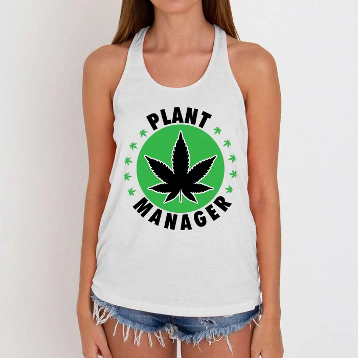 Cannabis Marijuana Weed Funny Plant Manager Smoke Stoner 420 Women's Knotted Racerback Tank