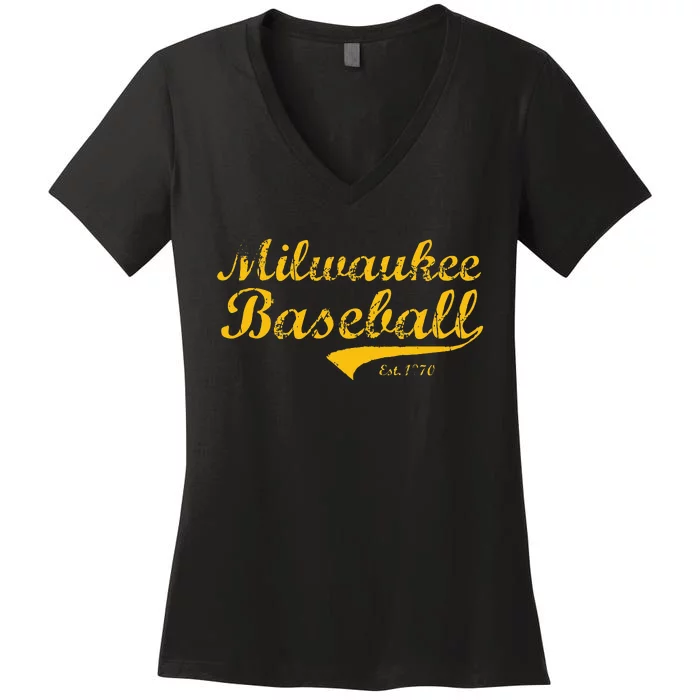 Classic Milwaukee Wisconsin Baseball Fan Retro Vintage Women's V-Neck T-Shirt