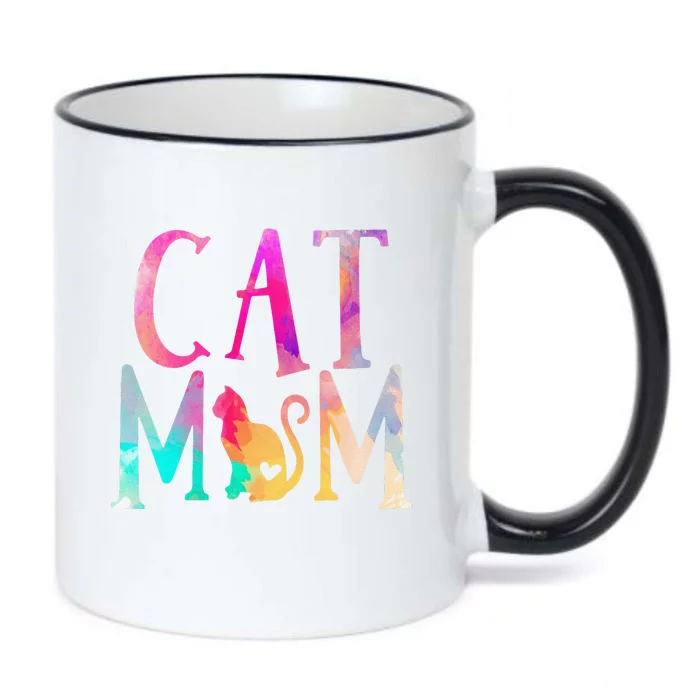 Cat Mom Water Color Funny Cat Owner Woman Mothers Day Black Color Changing Mug