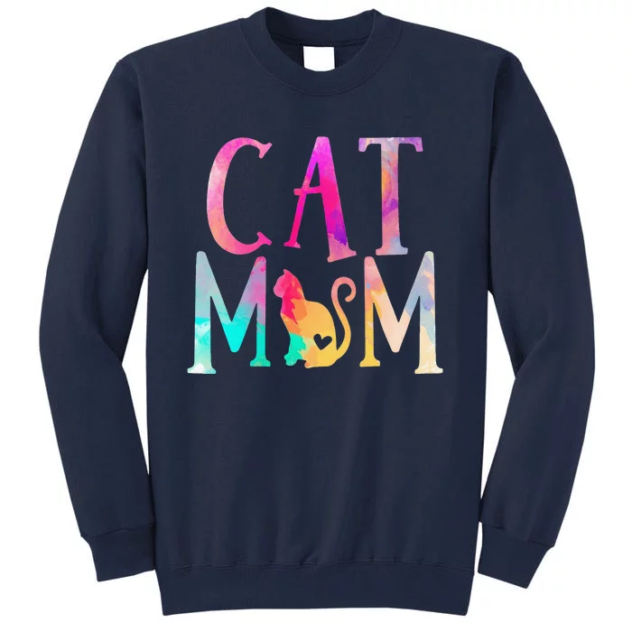 Cat Mom Water Color Funny Cat Owner Woman Mothers Day Tall Sweatshirt