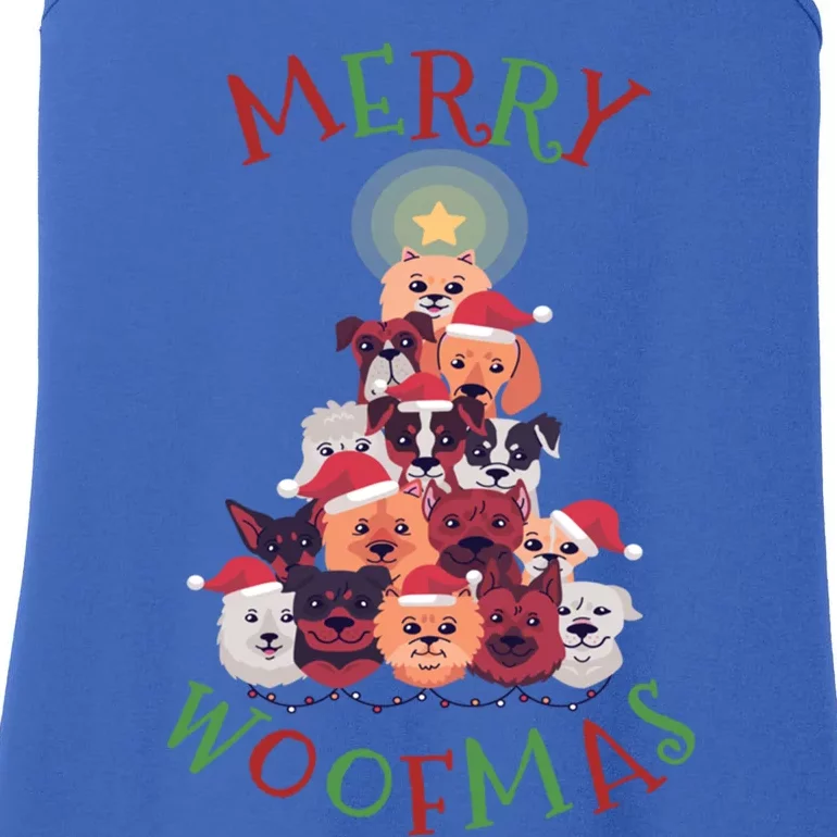 Cute Merry Woofmas Dog Xmas Tree Gift Ladies Essential Tank