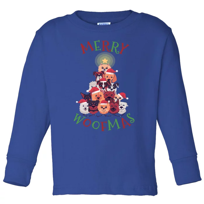 Cute Merry Woofmas Dog Xmas Tree Gift Toddler Long Sleeve Shirt