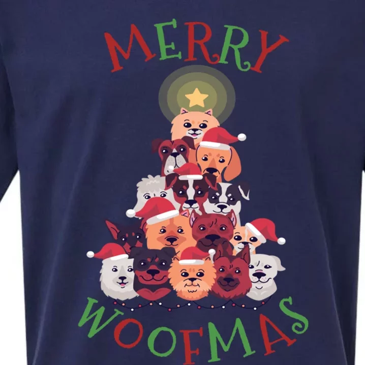 Cute Merry Woofmas Dog Xmas Tree Gift Sueded Cloud Jersey T-Shirt