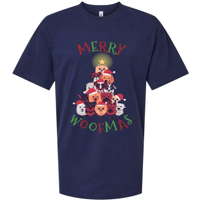 Cute Merry Woofmas Dog Xmas Tree Gift Sueded Cloud Jersey T-Shirt