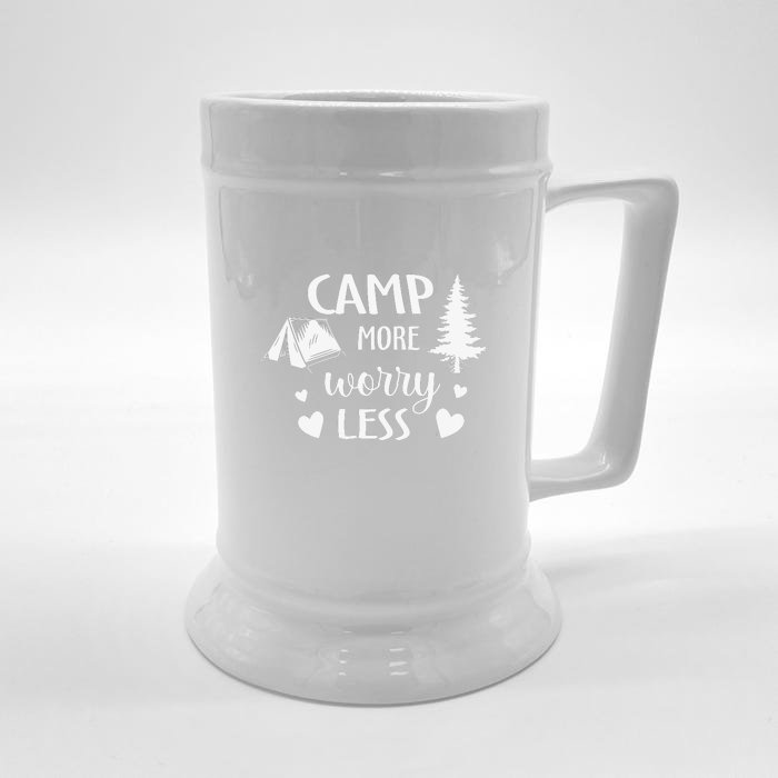 Camp More Worry Less Camping Lover Gift Wilderness Front & Back Beer Stein