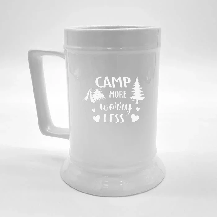 Camp More Worry Less Camping Lover Gift Wilderness Front & Back Beer Stein