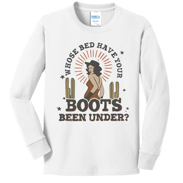 Country Music Who Is Bed Have Your Boots Been Under Kids Long Sleeve Shirt