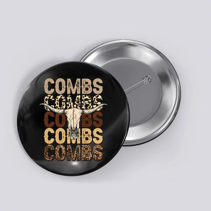 Country Music Western Cow Skull Button