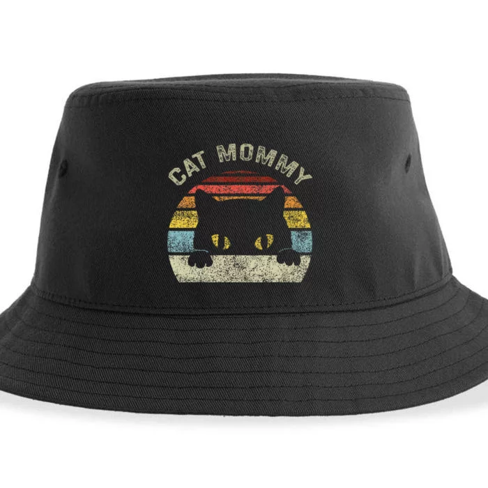 Cat Mommy Women Vintage Retro Black Cats Mom Mothers Day Sustainable Bucket Hat