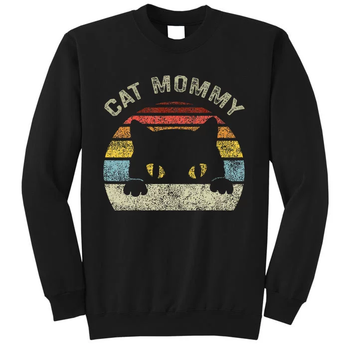 Cat Mommy Women Vintage Retro Black Cats Mom Mothers Day Tall Sweatshirt