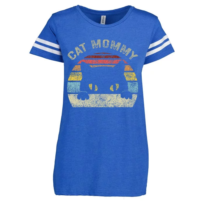 Cat Mommy Women Vintage Retro Black Cats Mom Mothers Day Enza Ladies Jersey Football T-Shirt