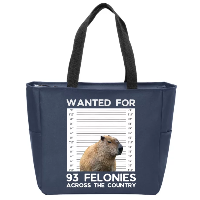 Capybara Mugshot Wanted For 93 Felonies Across The Country Zip Tote Bag