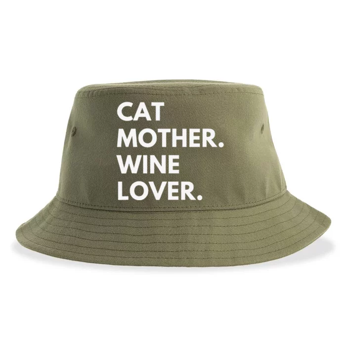 Cat Mother Wine Lover Funny Cat Owner Sustainable Bucket Hat